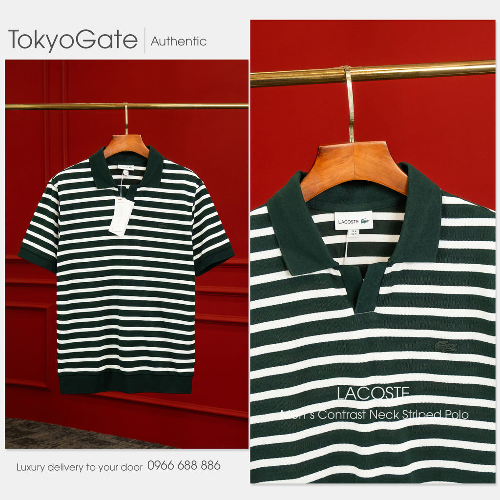 Áo polo Lacoste PH486E AFK Contrast Neck Stripe Regular Fit