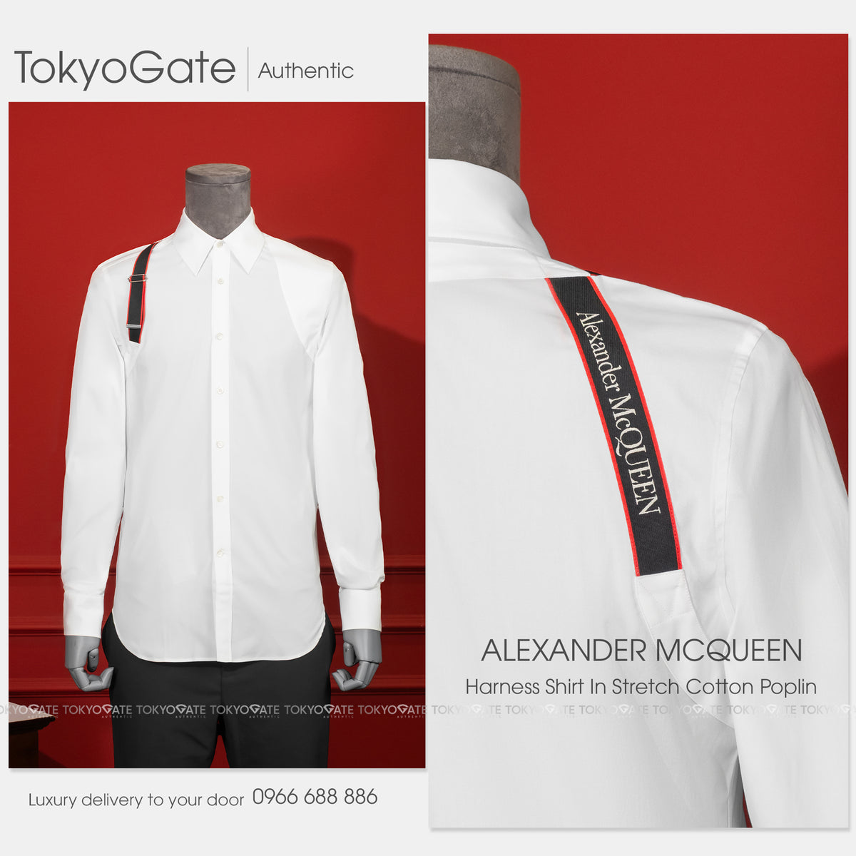Áo sơ mi Alexander McQueen 615271 QRN44 White Slim Fit