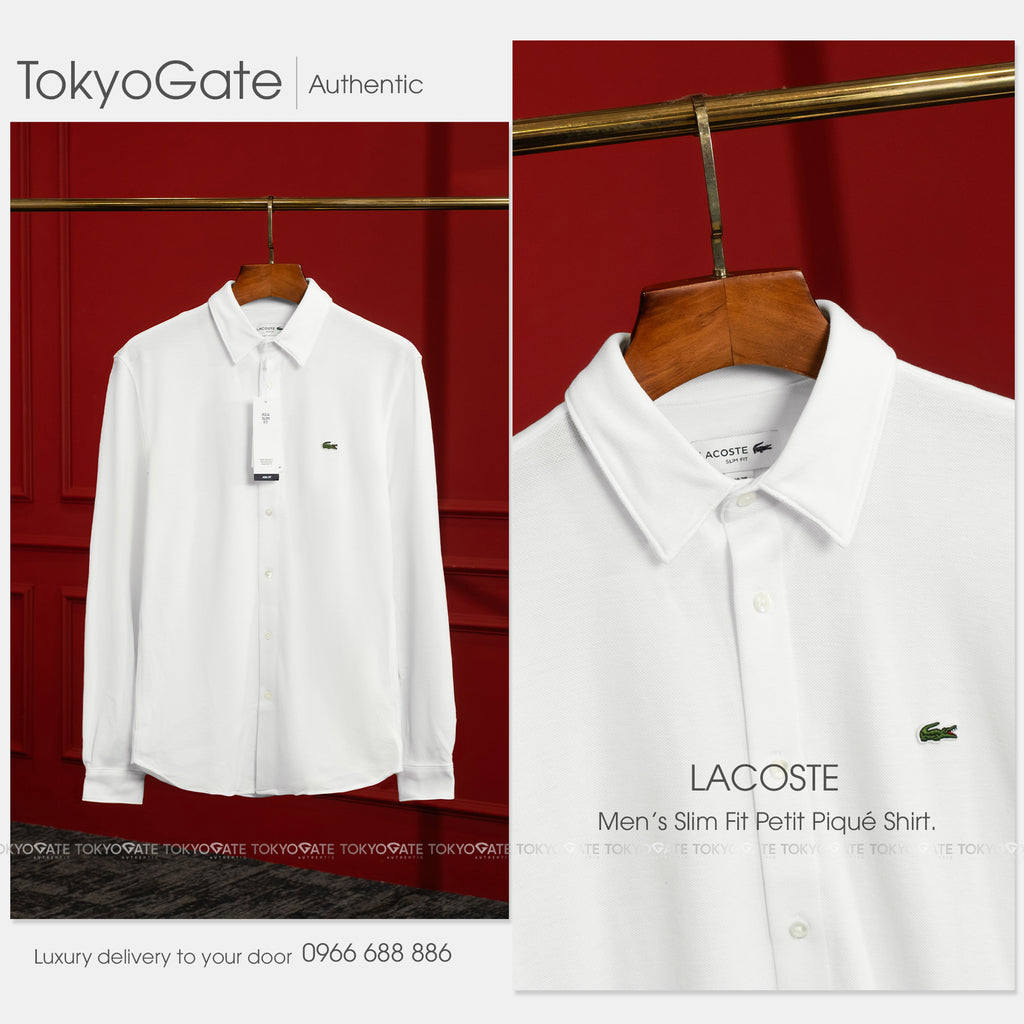 Áo sơ mi Lacoste CH2685 001 Petit Piqué White Slim Fit