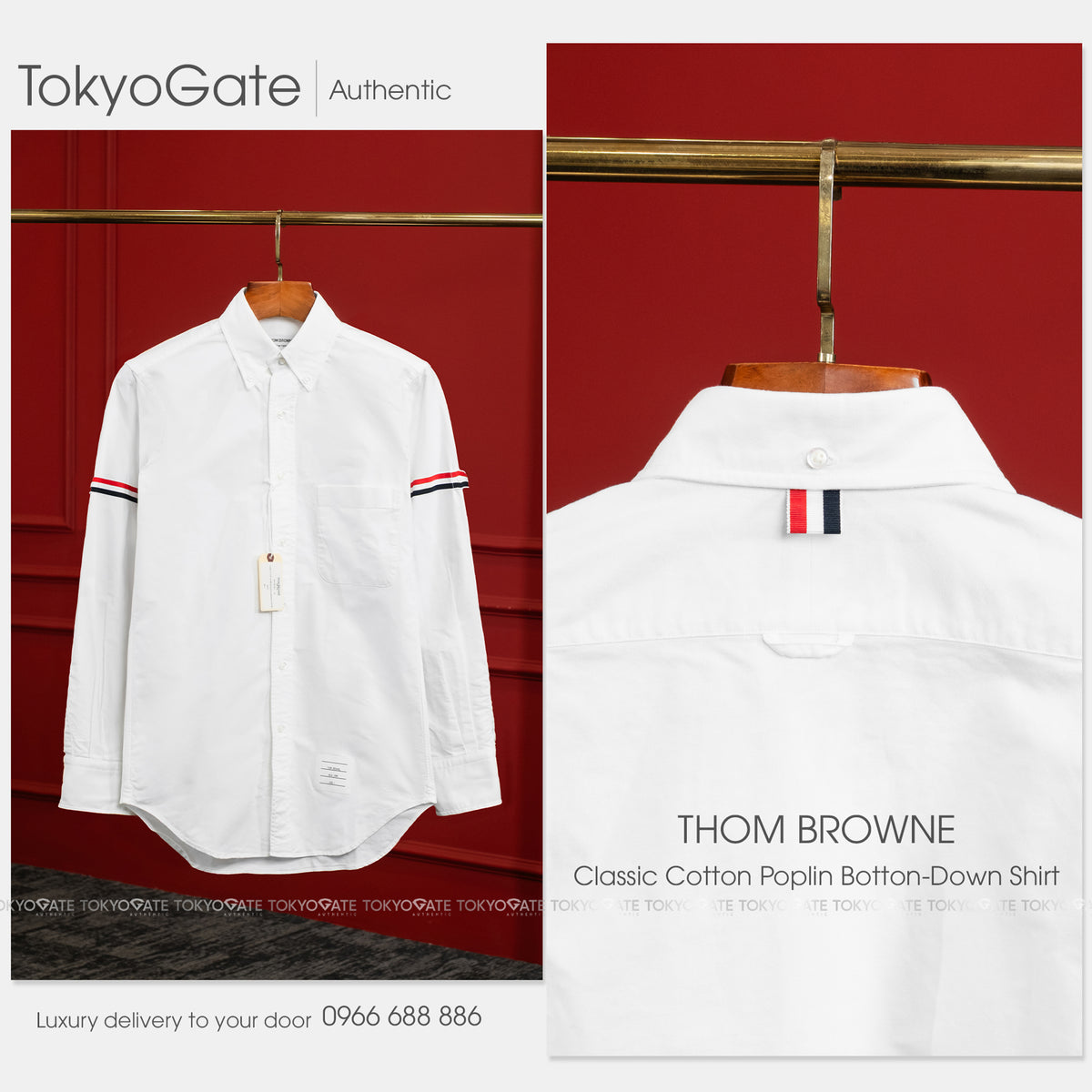 Áo sơ mi Thom Browne MWL150E 06177 White Slim Fit