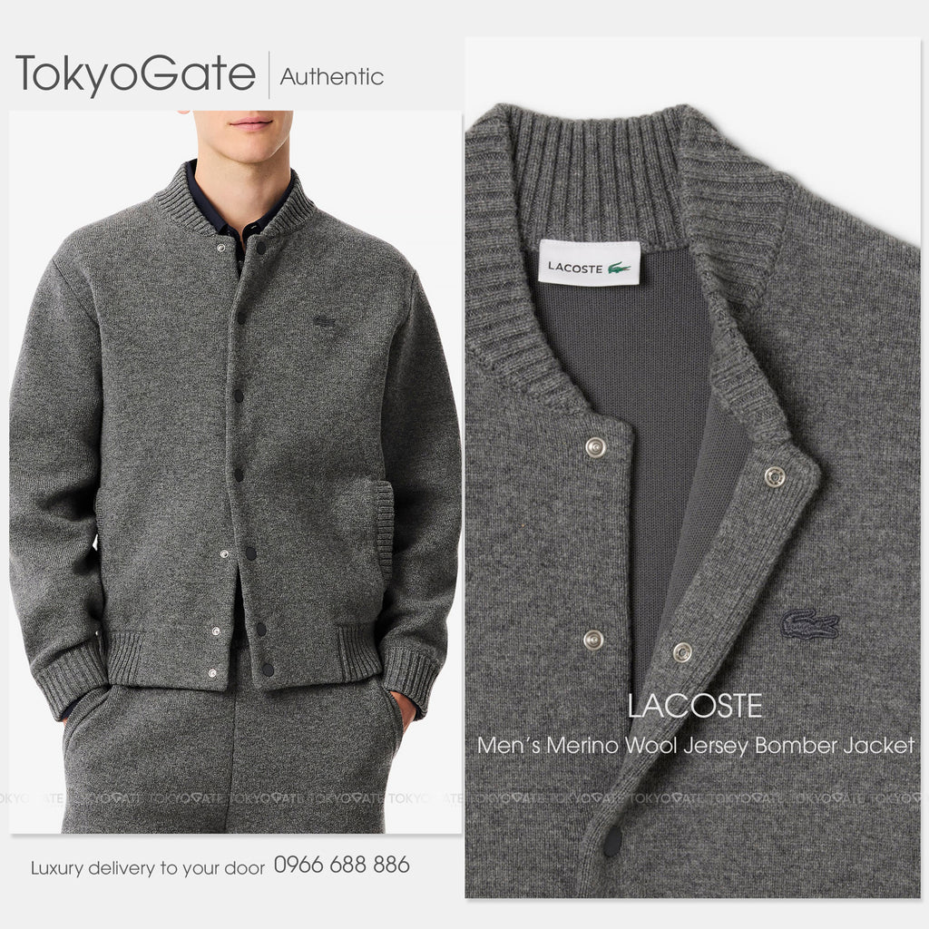 Áo khoác Lacoste AH5170 050Crew Neck Wool Knit Grey Regular Fit