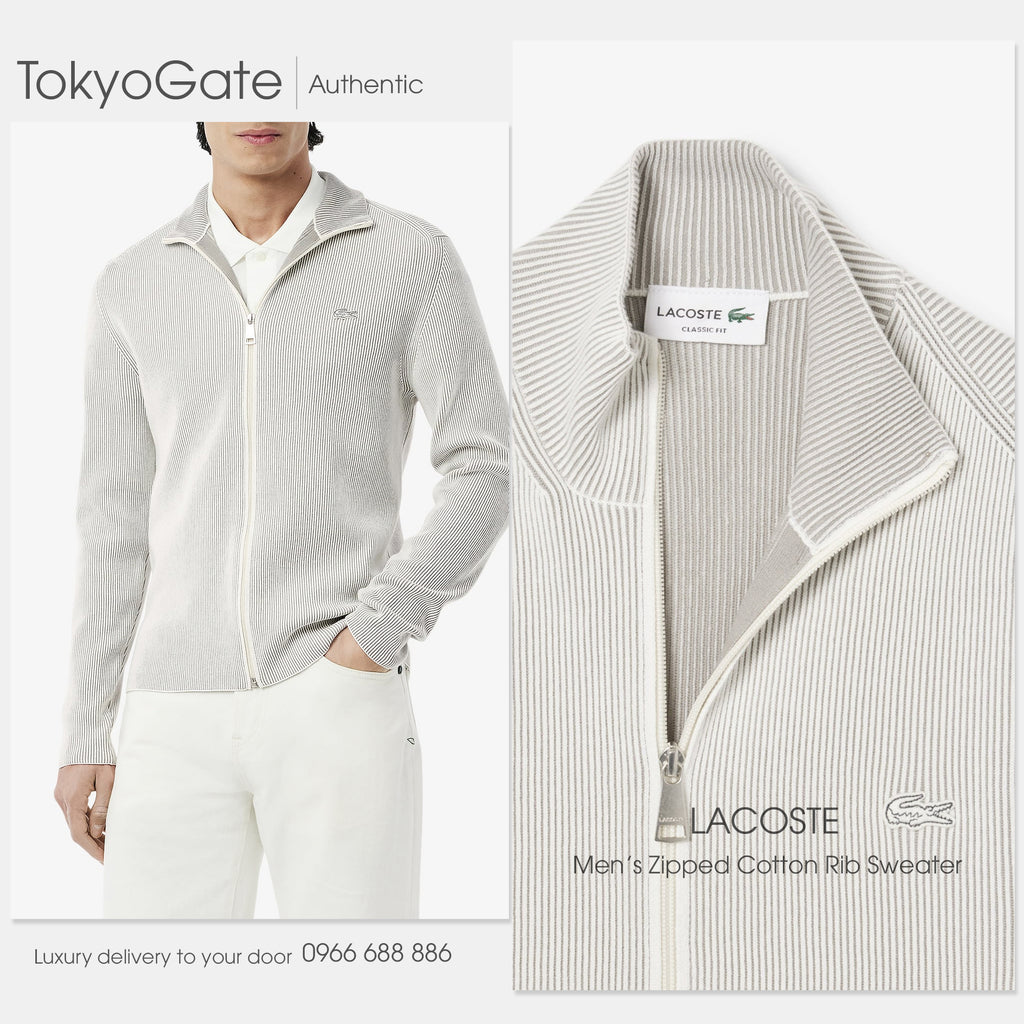 Áo khoác Lacoste AH9312 CI9 Zip-Up Cotton Rib Sweater