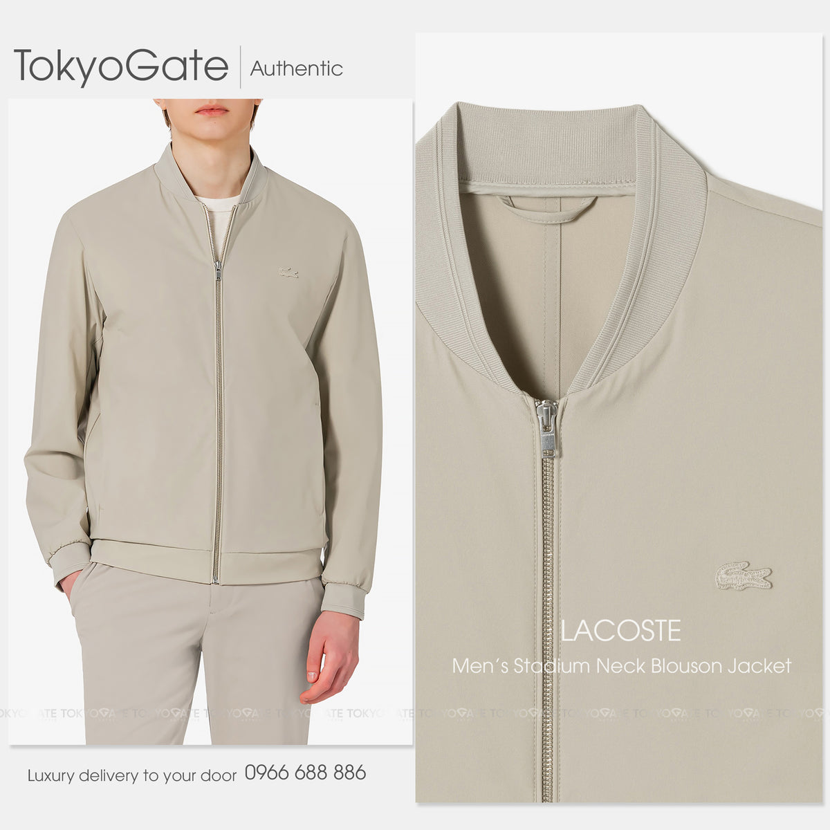 Áo khoác Lacoste BH448E 56G 02S Light Beige Regular Fit
