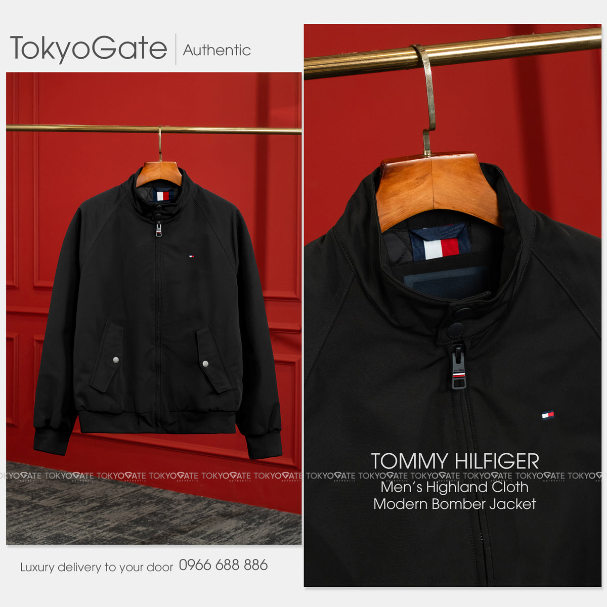 Áo khoác Tommy Hilfiger 155AP166 Highland Cloth Modern Bomber Jacket Black
