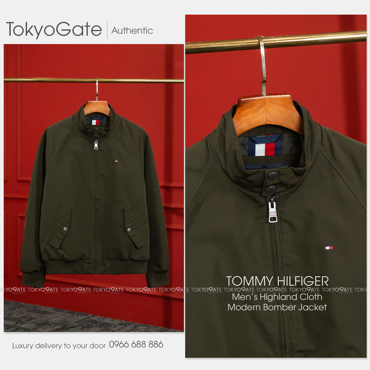 Áo khoác Tommy Hilfiger 155AP166 Highland Cloth Modern Bomber Jacket Olive