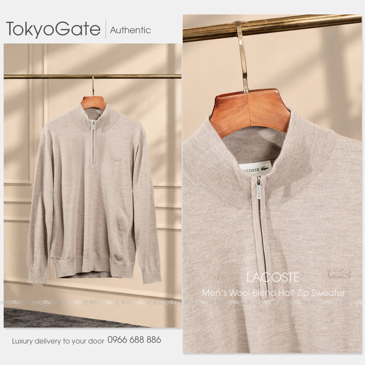 Áo len Lacoste AH305E SIX Half-Zip Pullover Grey Regular Fit