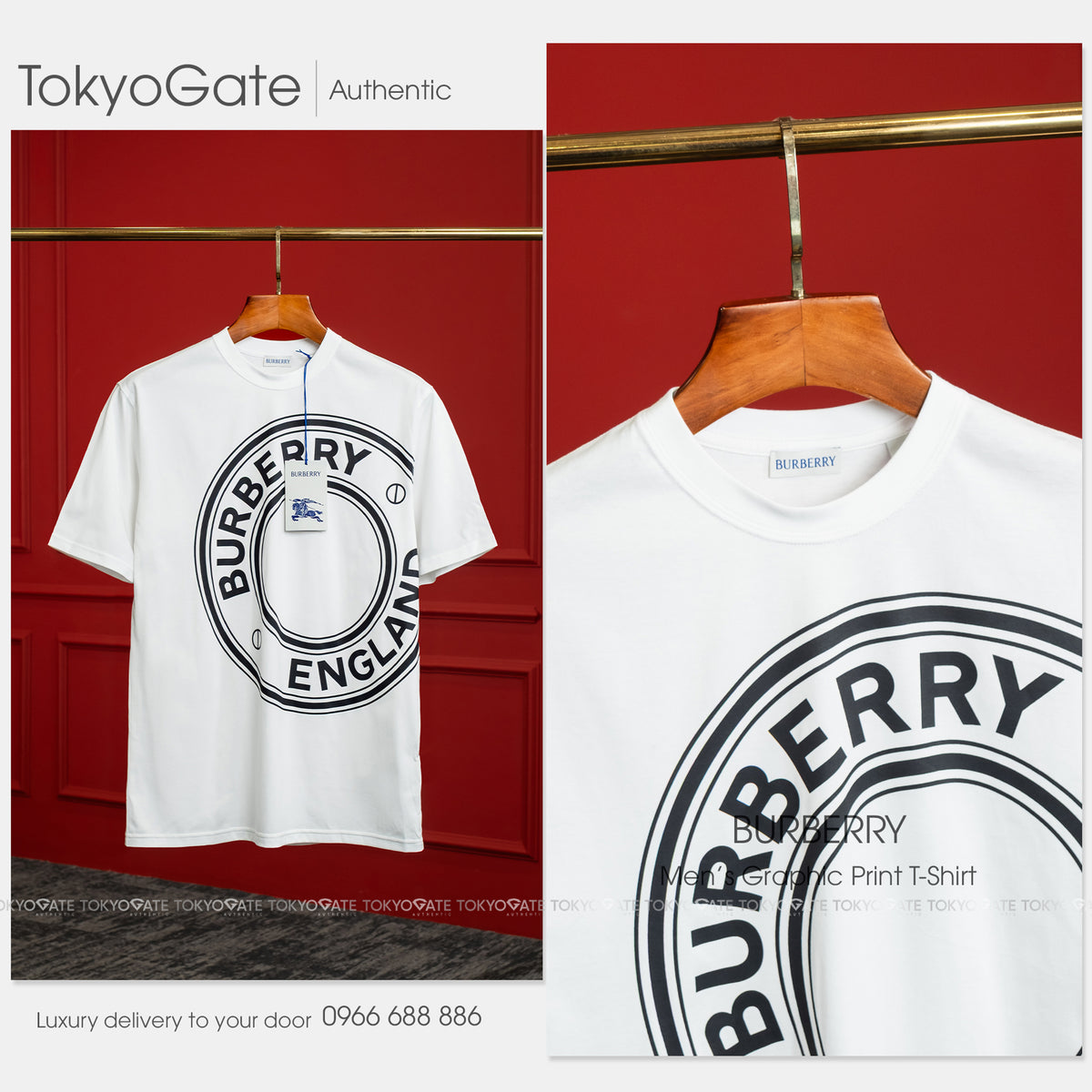 Áo phông Burberry 8120949 Ellison White Regular Fit