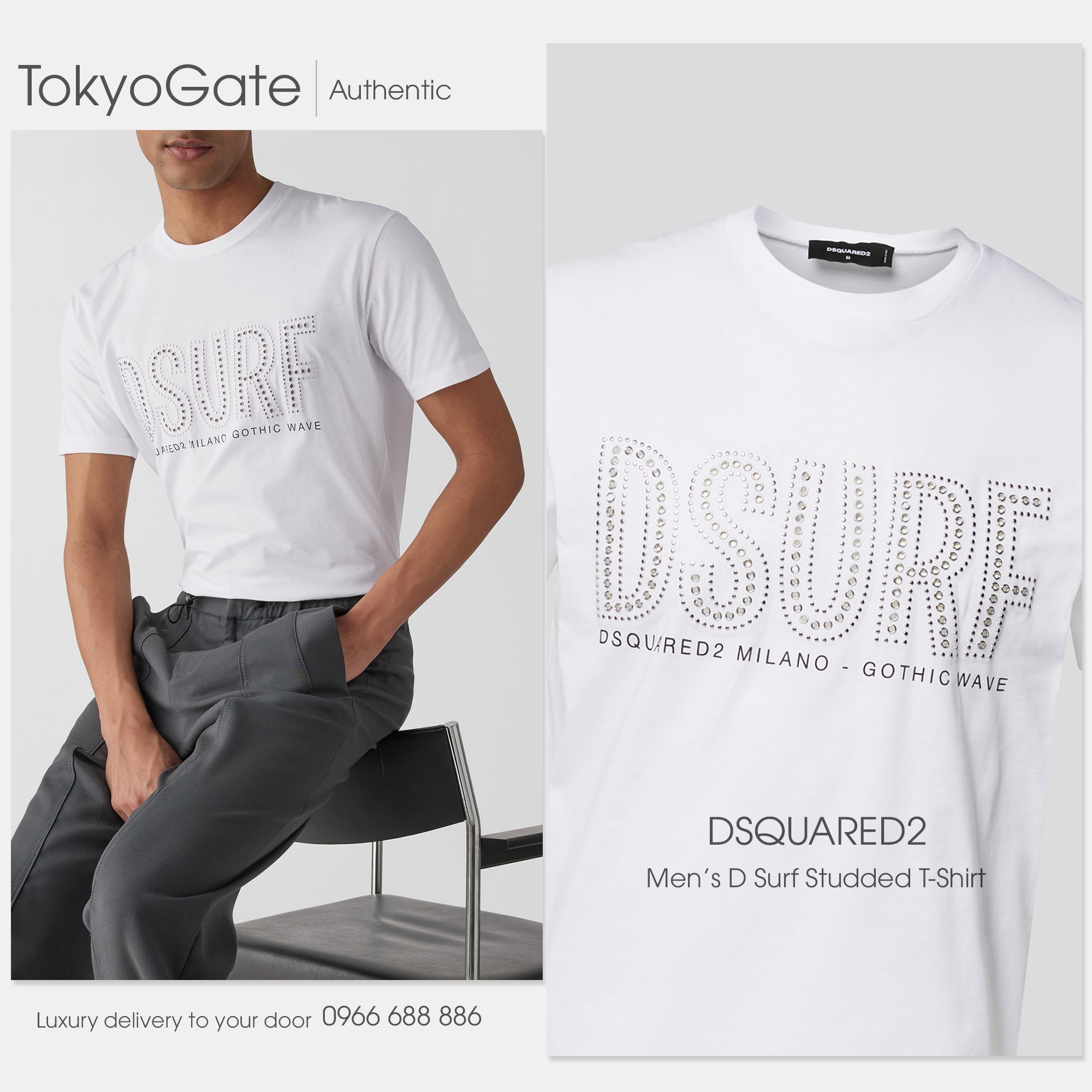 Áo phông Dsquared2 S74GD1084 100 White Regular Fit
