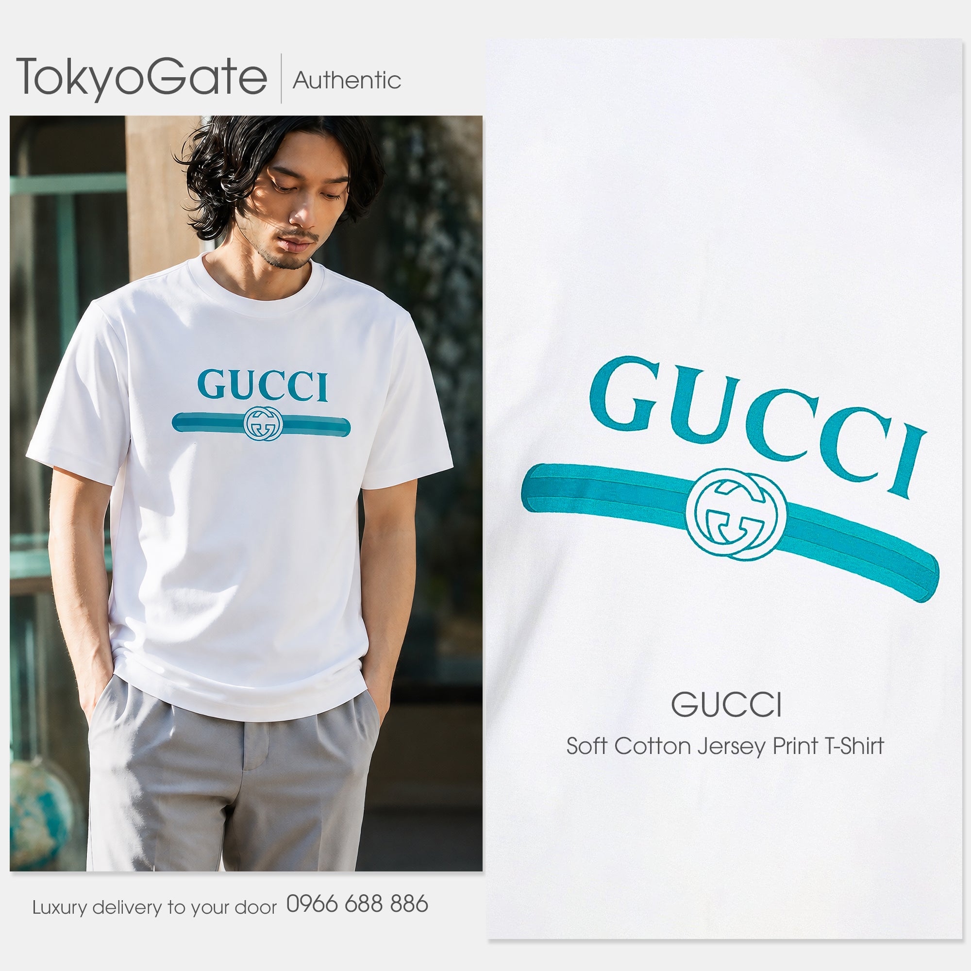 Áo phông Gucci 837959 XJHJR 9692 Cotton Jersey T-Shirt White Regular Fit