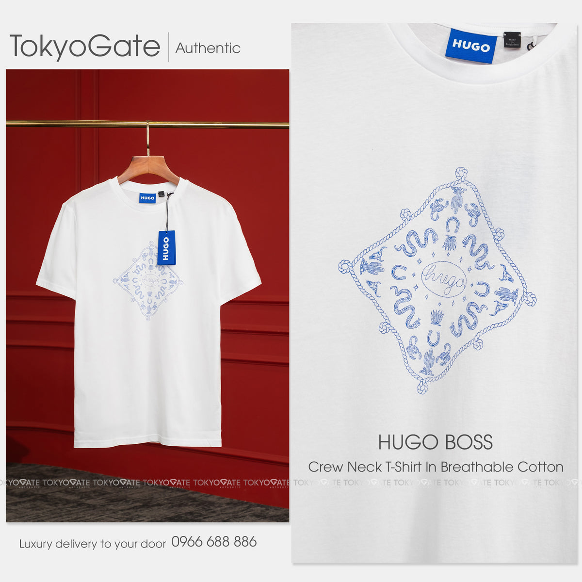 Áo phông Hugo Boss 50572760 Nerberri White Regular Fit