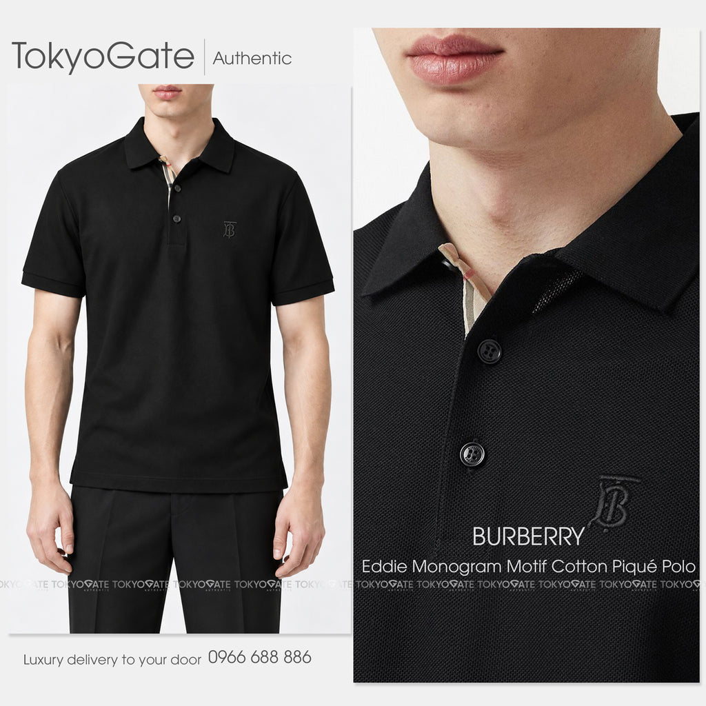 Áo polo Burberry 8014003 Eddie TB Black Slim Fit