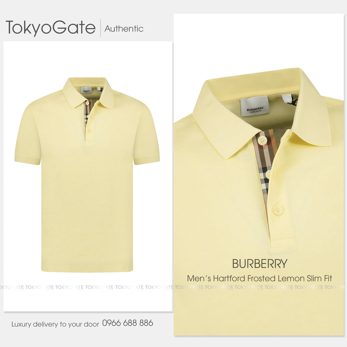 Áo polo Burberry 8104324 Hartford Frosted Lemon Slim Fit