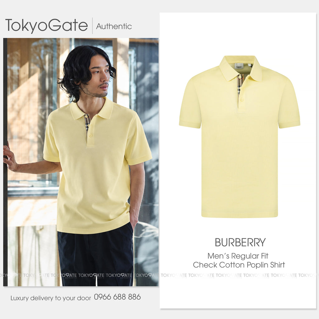 Áo polo Burberry 8104324 Hartford Frosted Lemon Slim Fit