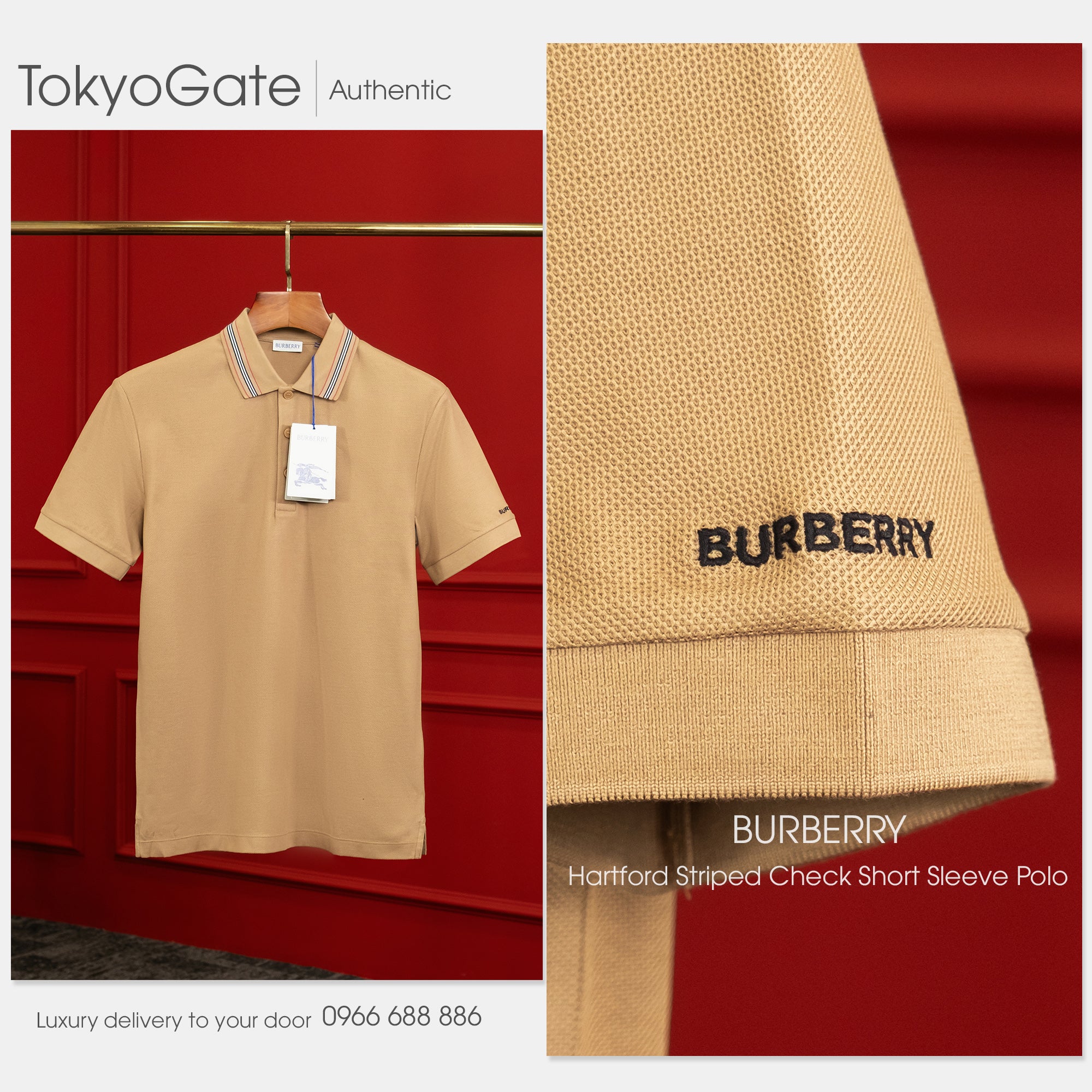 Áo polo Burberry 8111813 Hartford ICS Camel