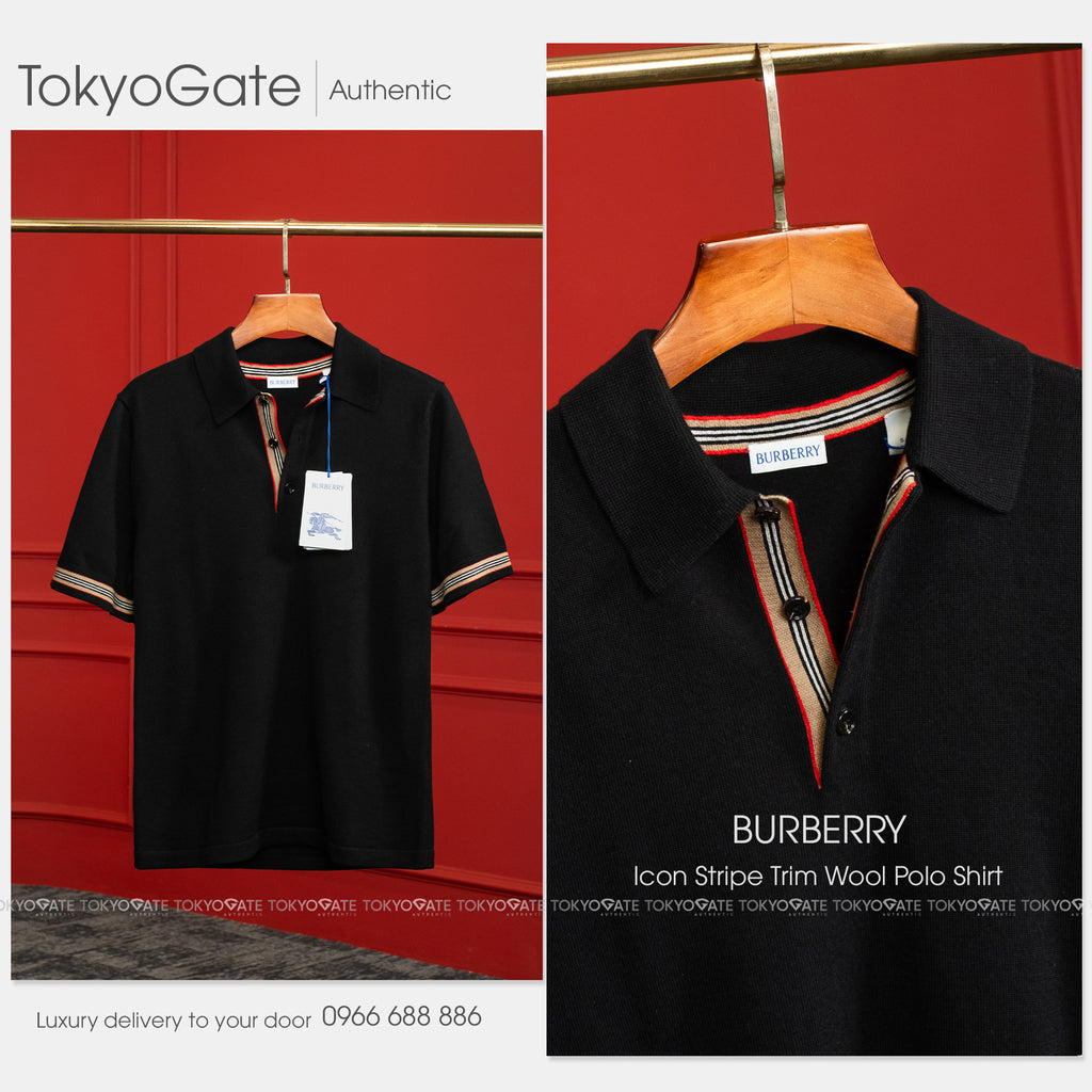 Áo polo Burberry 8121540 Aron Black Regular Fit