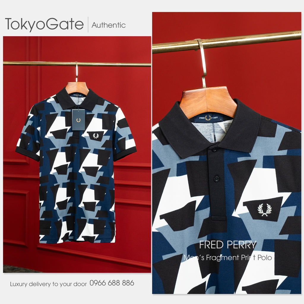 Áo polo Fred Perry M2660 560 Fragment Print Ecru Regular Fit