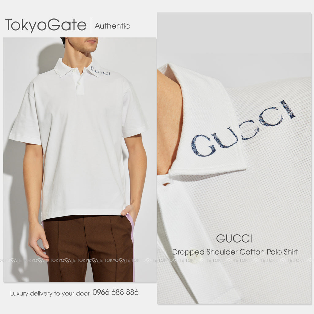 Áo polo Gucci 806255 XJQ14 9074 Collar Logo White Regular Fit