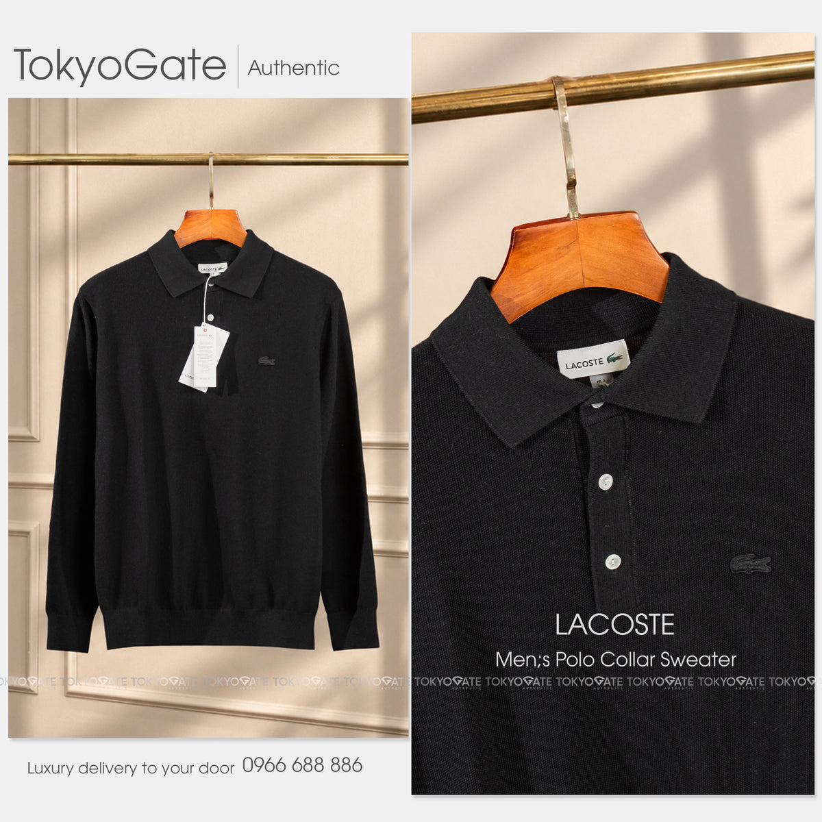 Áo polo Lacoste AH770E 031 Short Sleeve Knit Polo Shirt Black Regular Fit