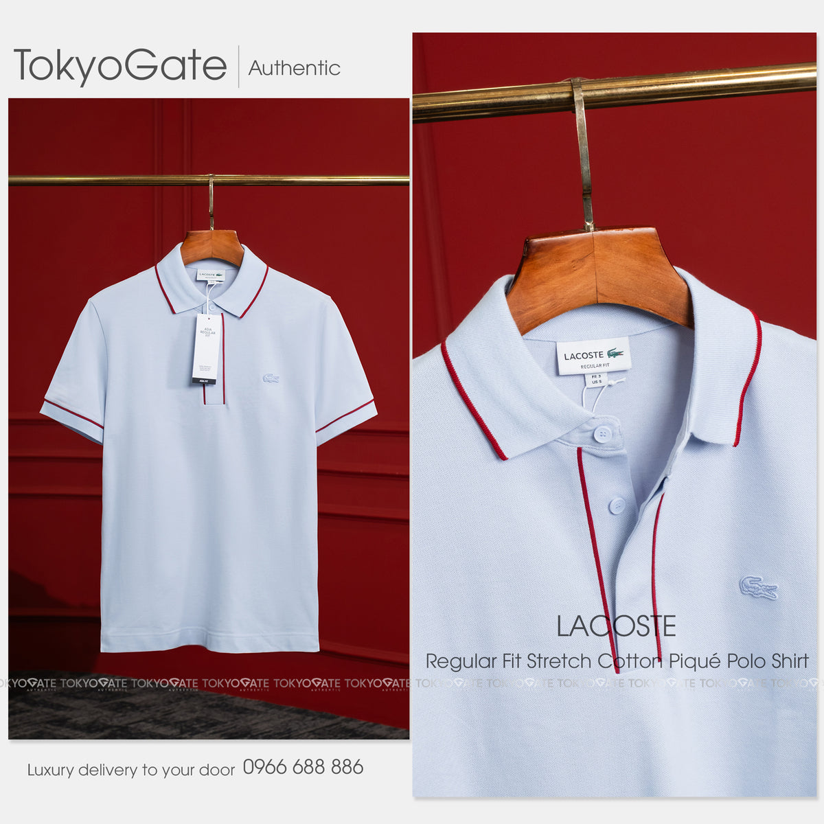 Áo polo Lacoste SS PH0796 J2G Light Blue Regular Fit
