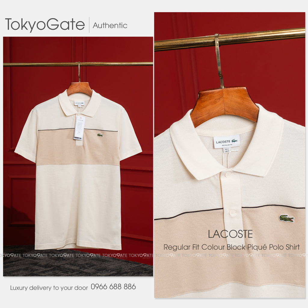 Áo polo Lacoste SS PH0895 3RR Colorblock Beige Regular Fit