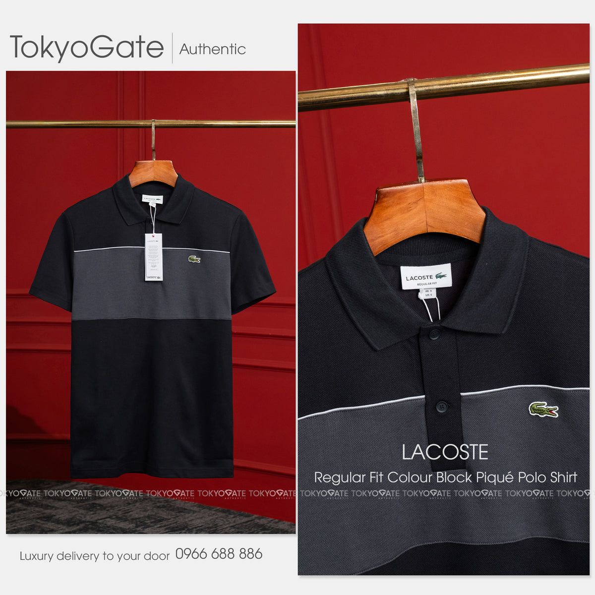 Áo polo Lacoste SS PH0895 4CI Colorblock Navy Regular Fit