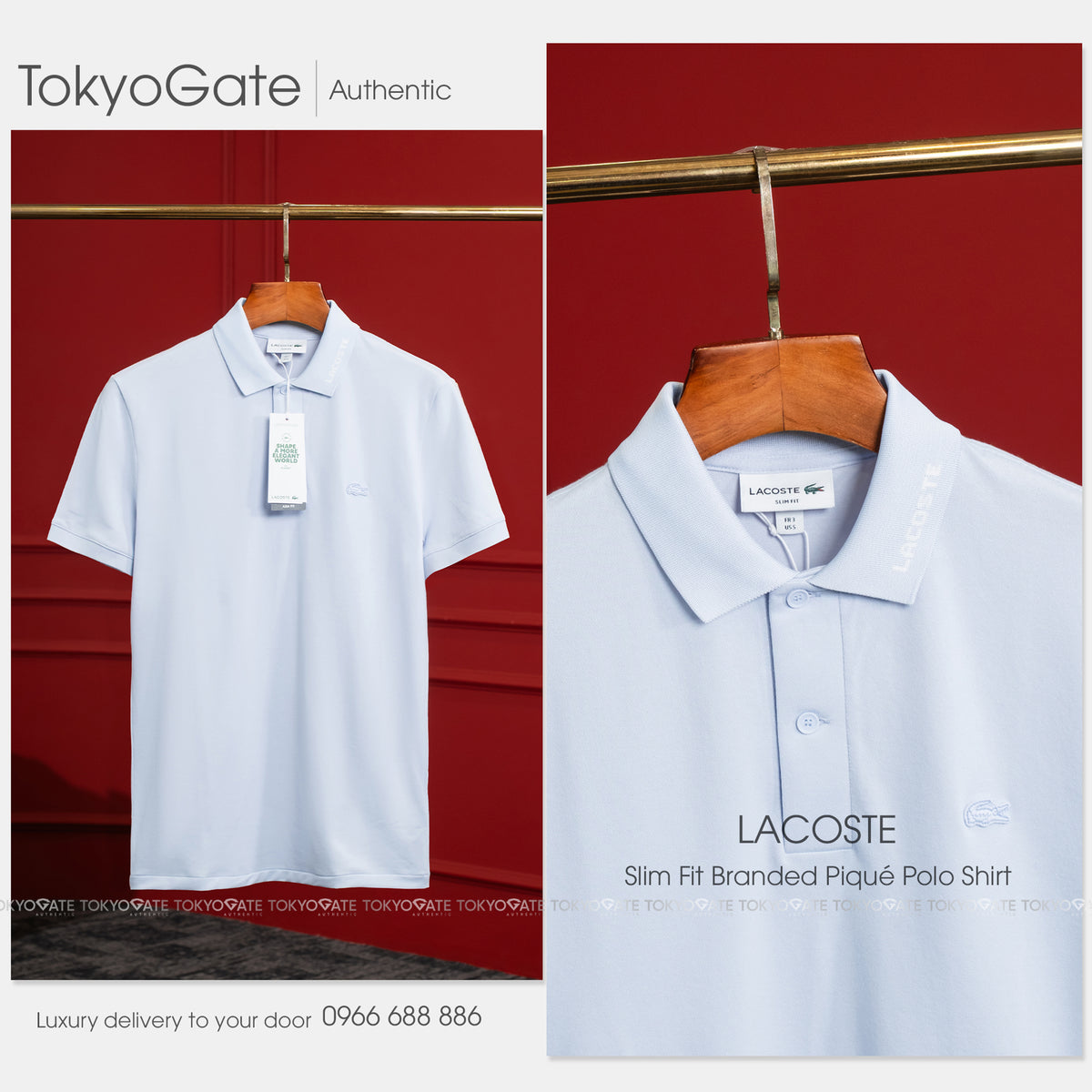 Áo polo Lacoste SS PH5944 J2G Piqué Polo Light Blue Slim Fit