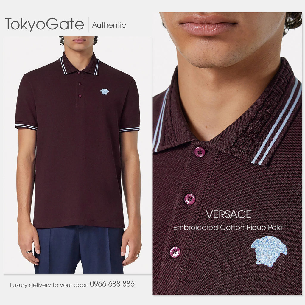 Áo polo Versace 1013910 1A09860 Burgundy Regular Fit