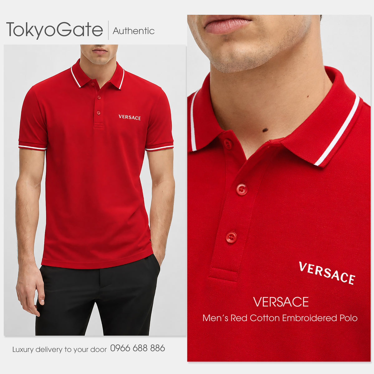 Áo polo Versace A83397S A231377 Red Regular Fit