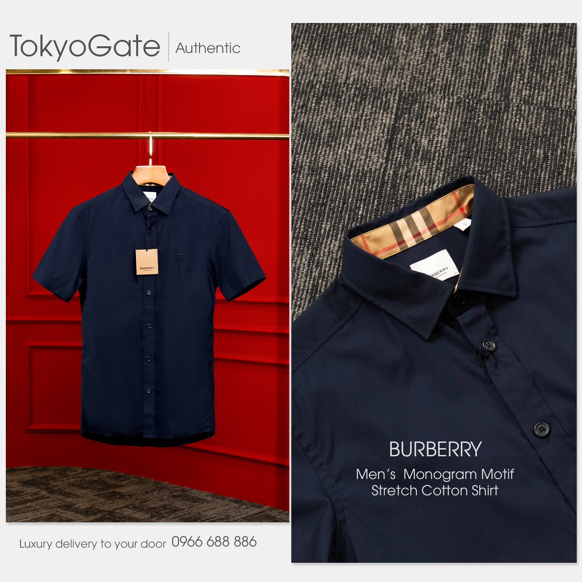 Áo sơ mi Burberry 8032311 Sherwood Navy Slim fit