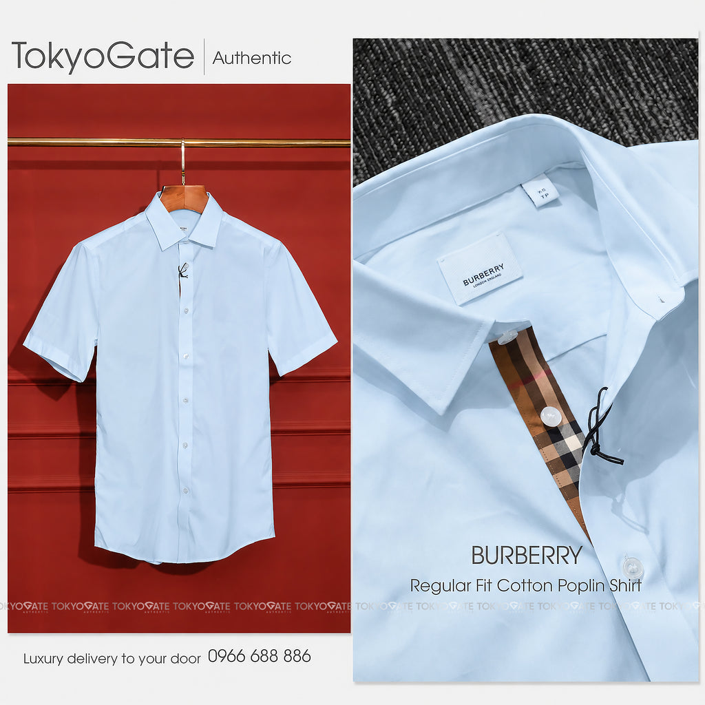 Áo sơ mi Burberry 8121564 Shefford Light Blue Slim Fit