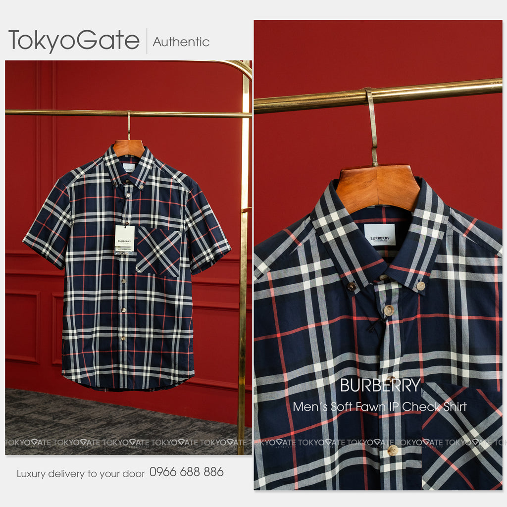 Áo sơ mi Burberry Causey 8073411 Navy IP Check Regular Fit