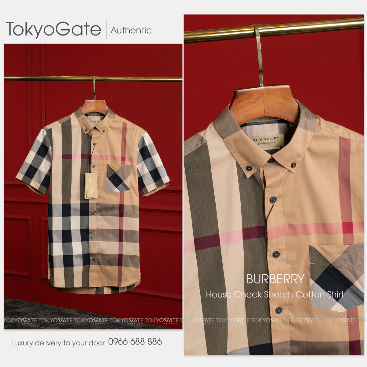 Áo sơ mi Burberry SS Thornaby 4045837 Camel