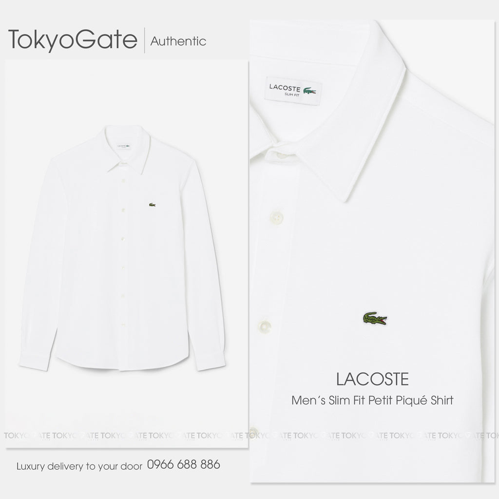 Áo sơ mi Lacoste CH2685 001 Petit Piqué White Slim Fit