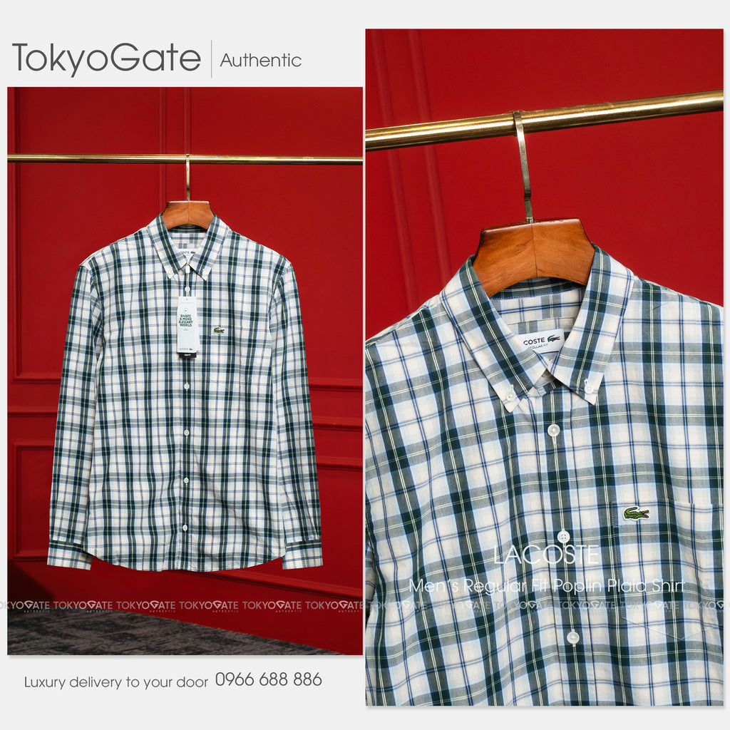 Áo sơ mi Lacoste CH8507 X0N Plaid Poplin Shirt Multi Green Regular Fit