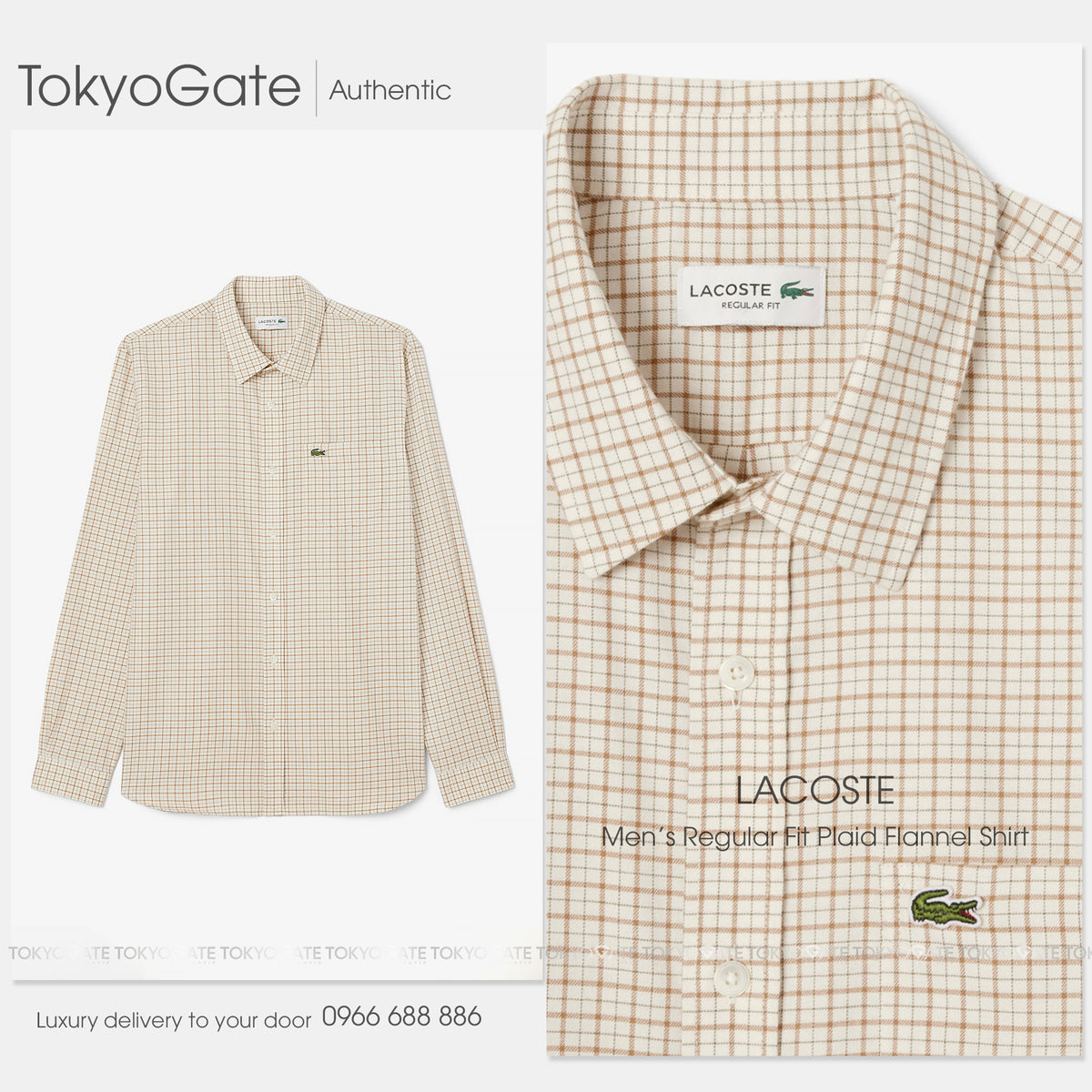Áo sơ mi Lacoste CH8535 95I Gingham Check Regular Fit