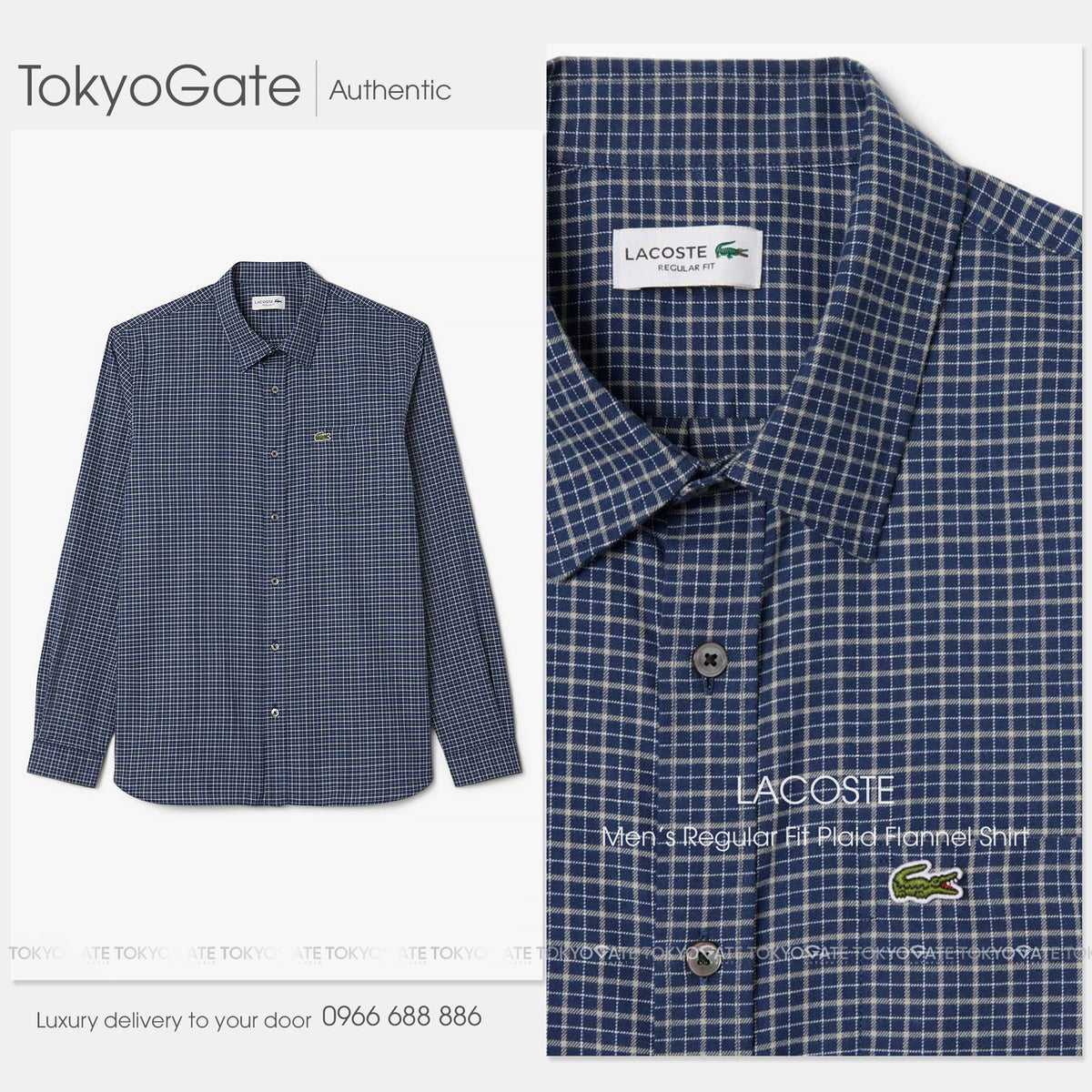 Áo sơ mi Lacoste CH8535 HHW Gingham Check Regular Fit