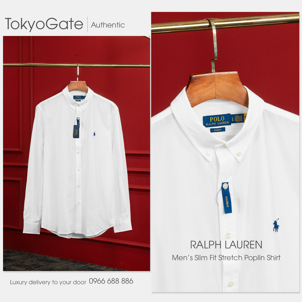 Áo sơ mi Polo Ralph Lauren 710928254002 Poplin Shirt White Slim Fit