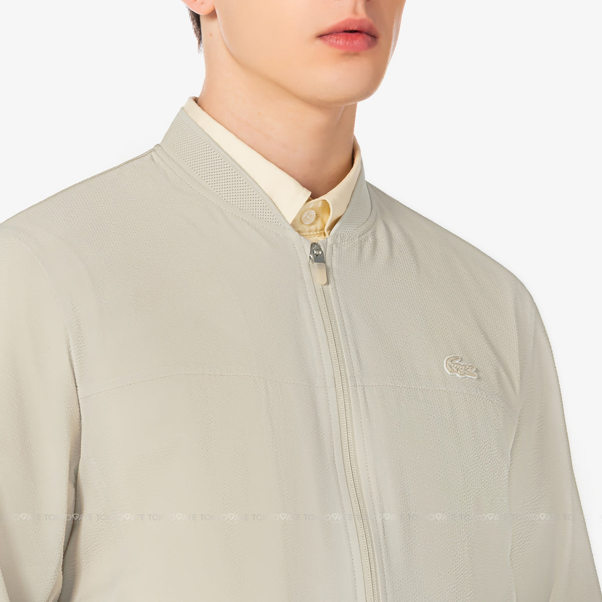 Áo khoác Lacoste BH955E 56G 02S Zip-Up Golf Windbreaker Jacket Beige Regular Fit