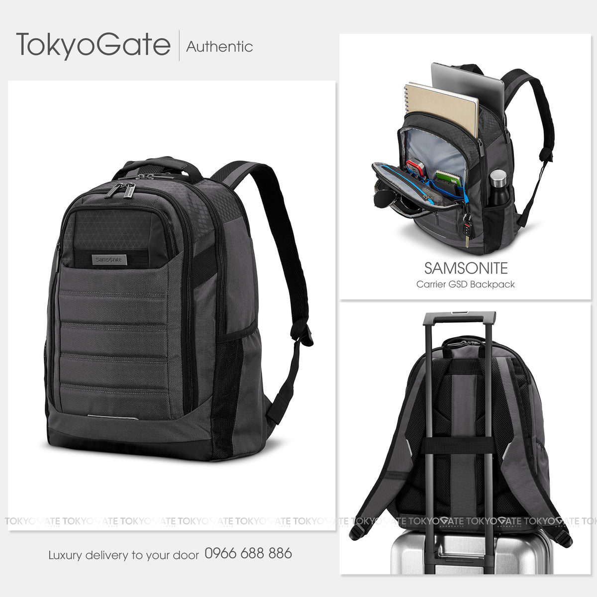 Balo Samsonite 129451 1174 Carrier GSD Backpack Heather Grey