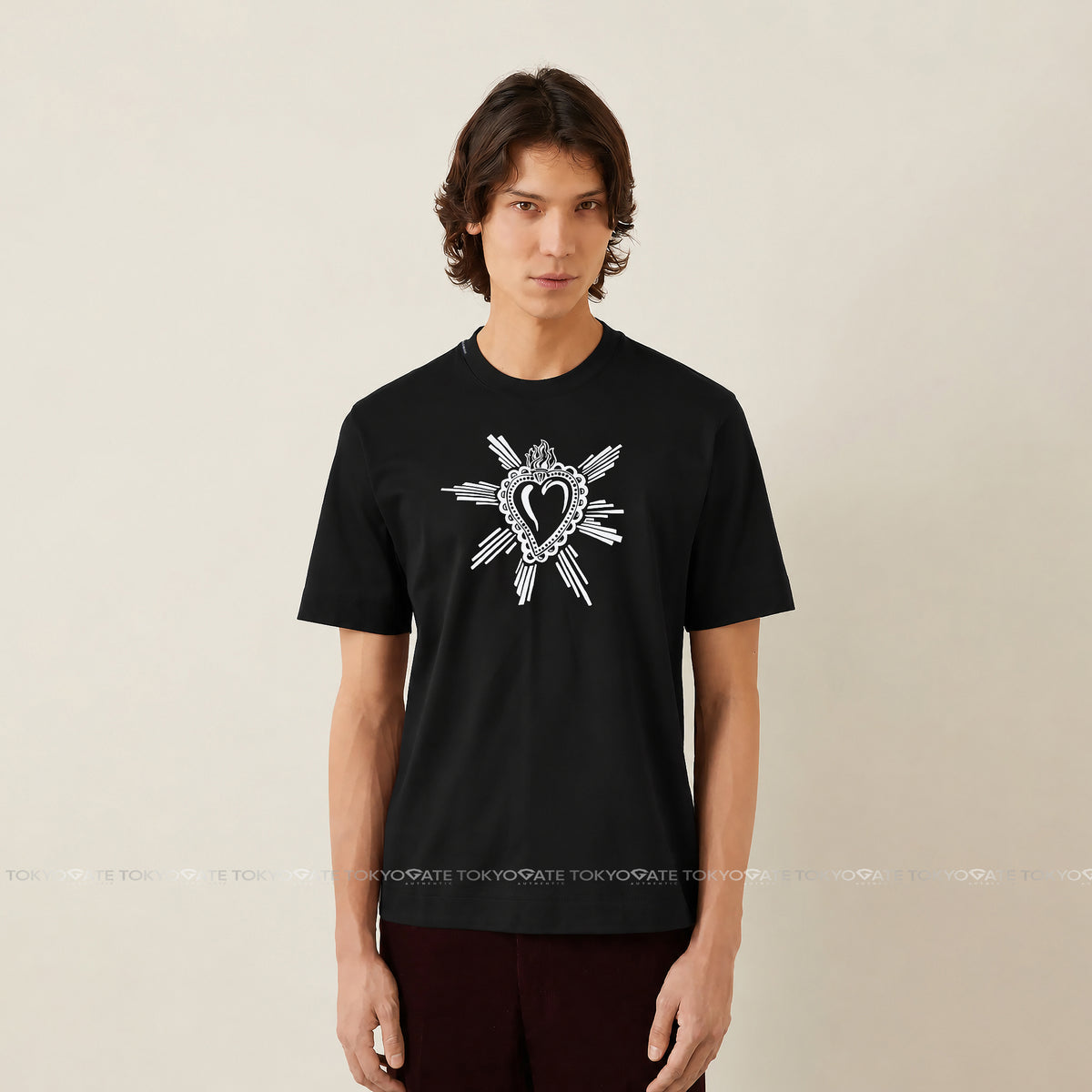 Áo phông D&G G8HI7T G7VHW N0000 Sacred Heart Black Slim Fit