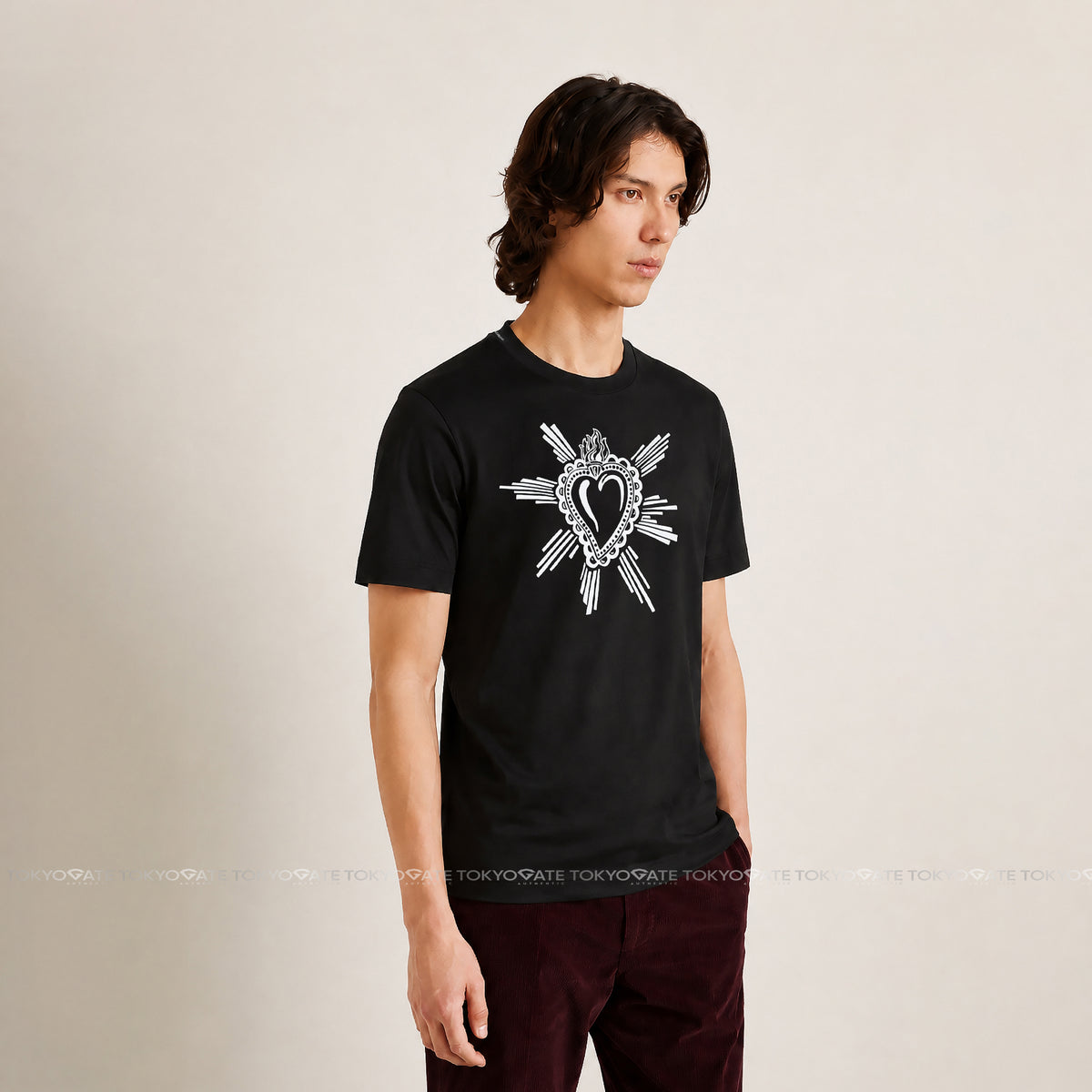 Áo phông D&G G8HI7T G7VHW N0000 Sacred Heart Black Slim Fit