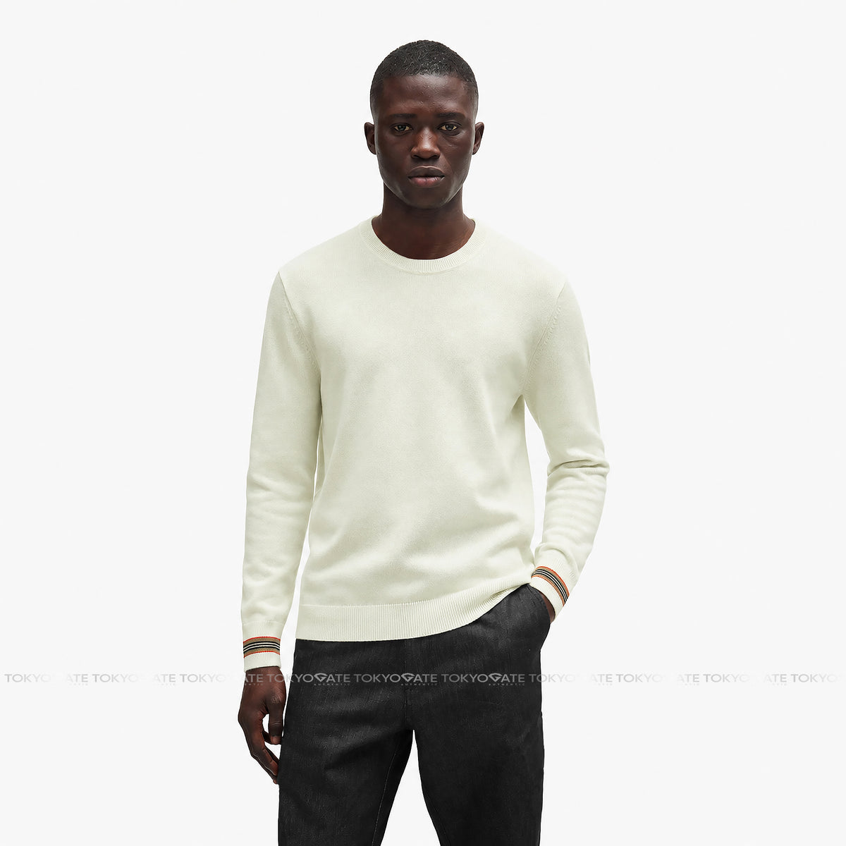 Áo len Burberry 8104406 Paradise Icon Stripe Fine Wool Knit Pistachio