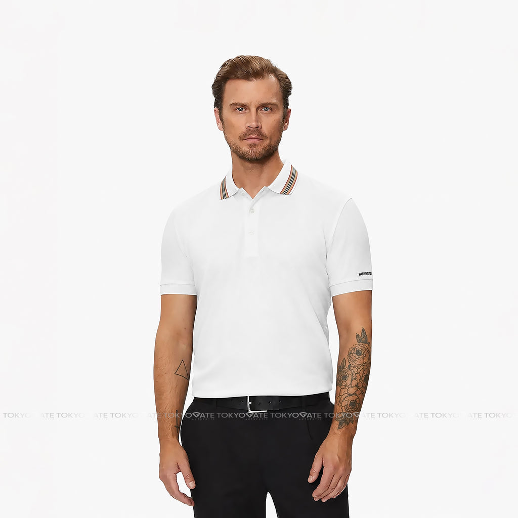 Áo polo Burberry 8111813 Hartford ICS White Slim Fit