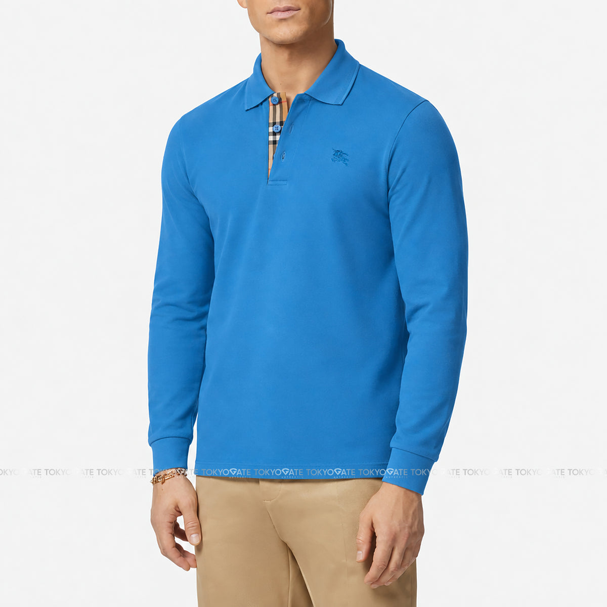 Áo polo Burberry 8075487 Eddie EKD Vivid Cobalt Slim Fit