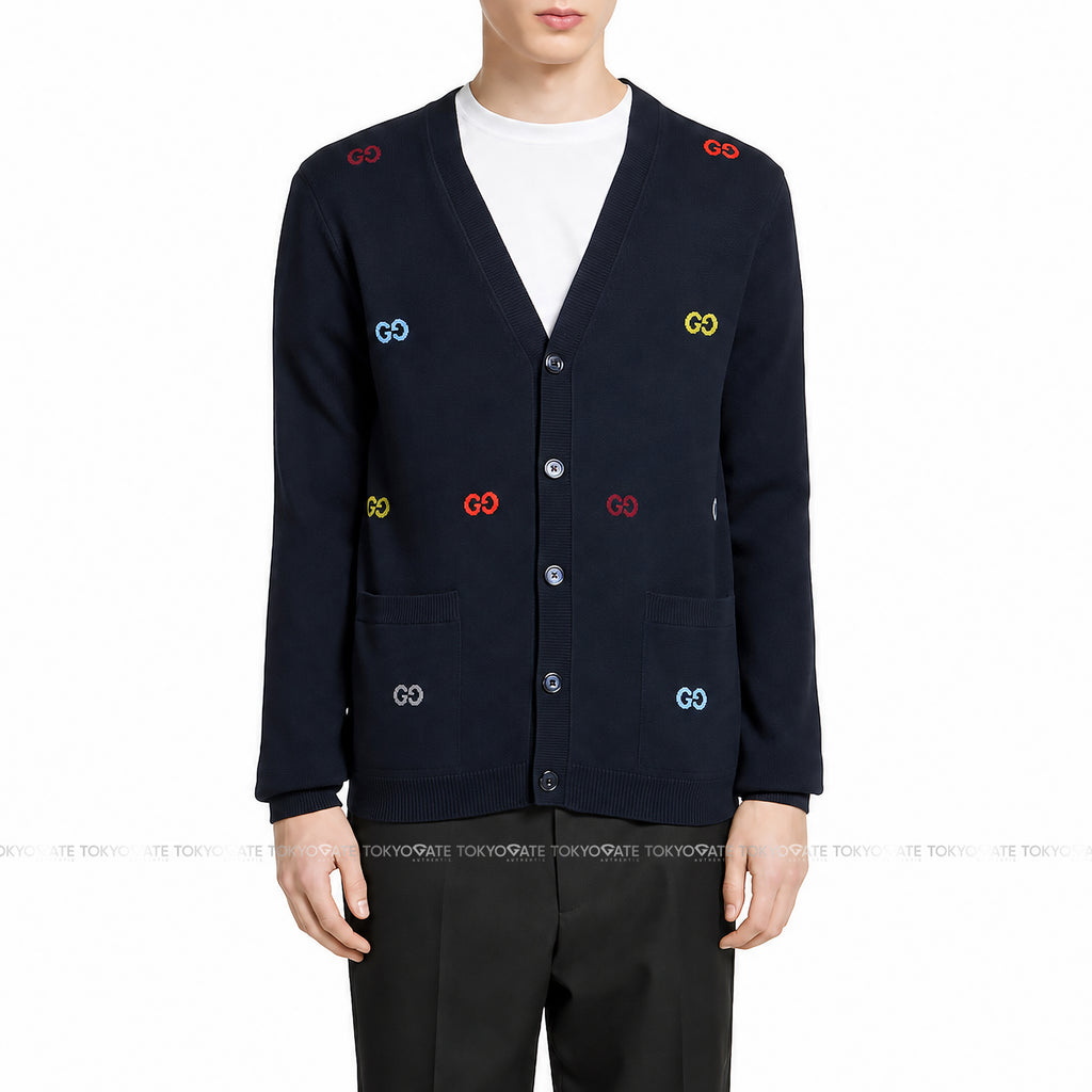 Áo khoác cardigan Gucci 833671 XKEYI 4735 Cashmere Navy Regular Fit