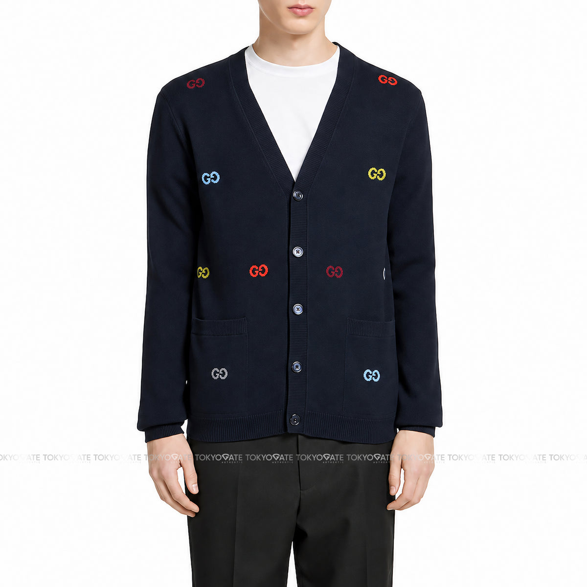 Áo khoác cardigan Gucci 833671 XKEYI 4735 Cashmere Navy Regular Fit