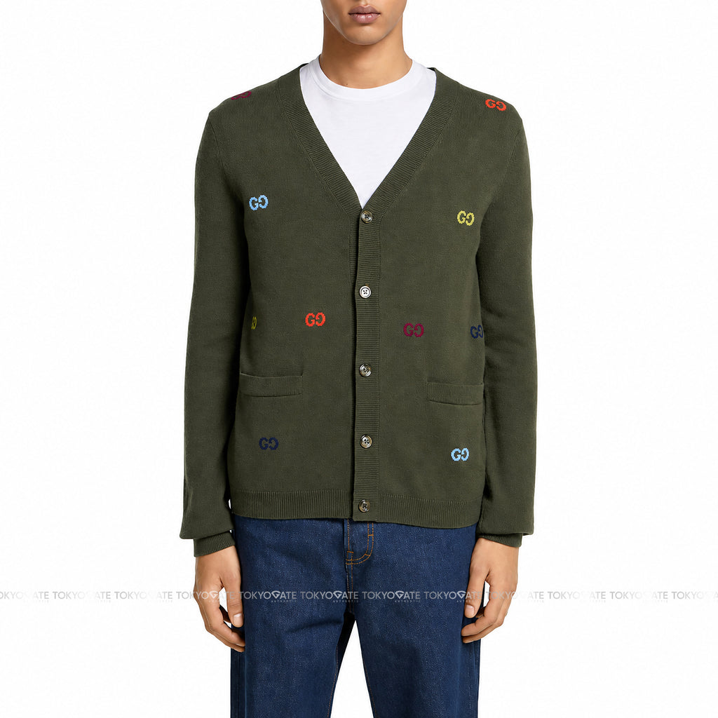Áo khoác cardigan Gucci 833671 XKEYI 3018 Cashmere Forest Green Regular Fit