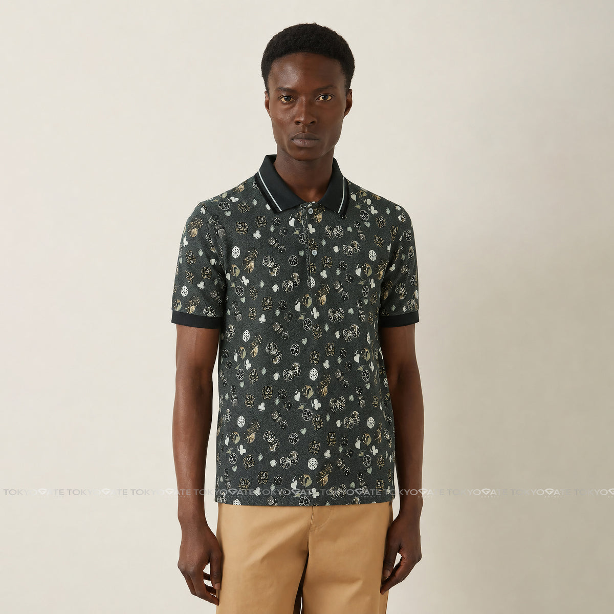 Áo polo D&G G8CZ4T G7ZHR Floral Print Green Slim Fit