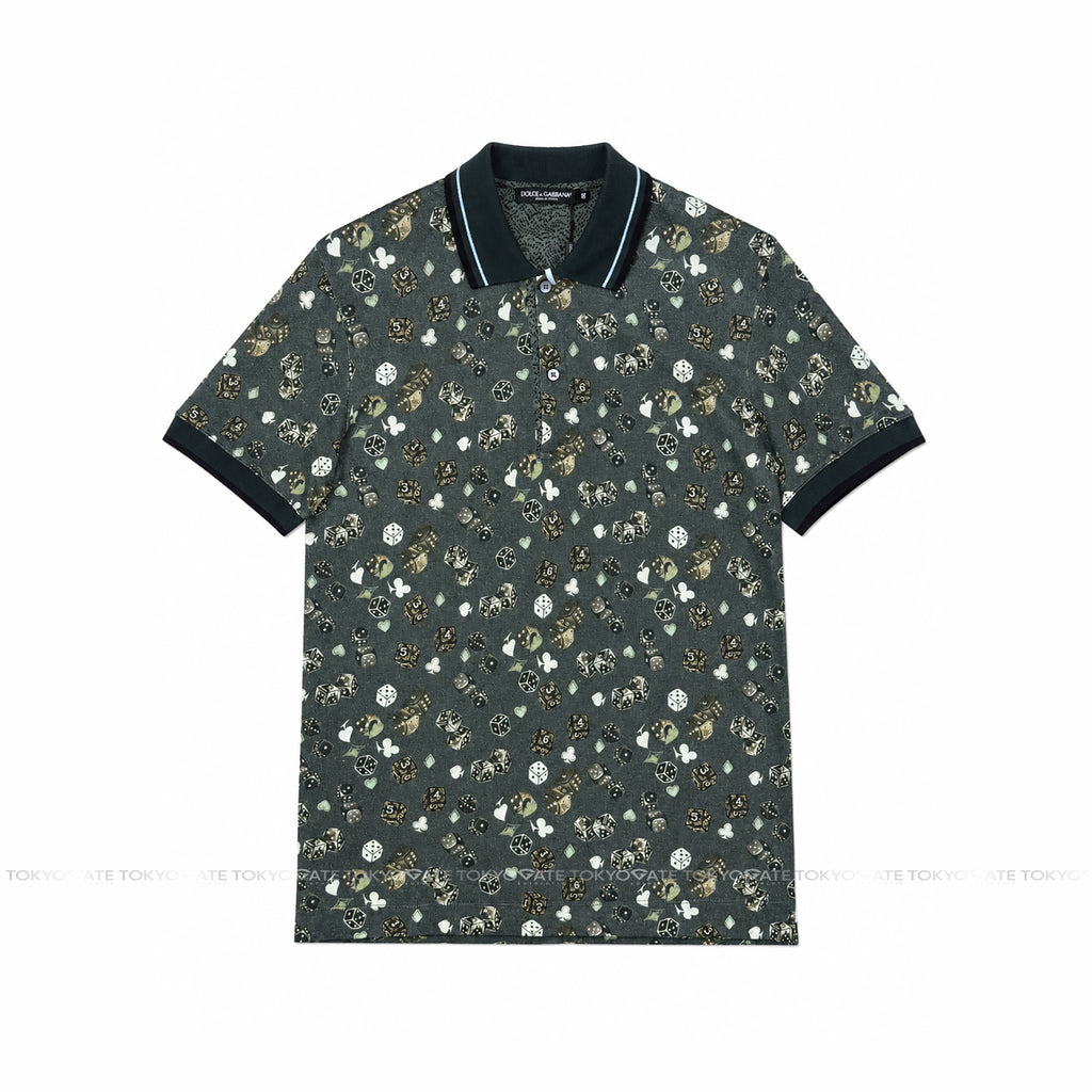 Áo polo D&G G8CZ4T G7ZHR Floral Print Green Slim Fit