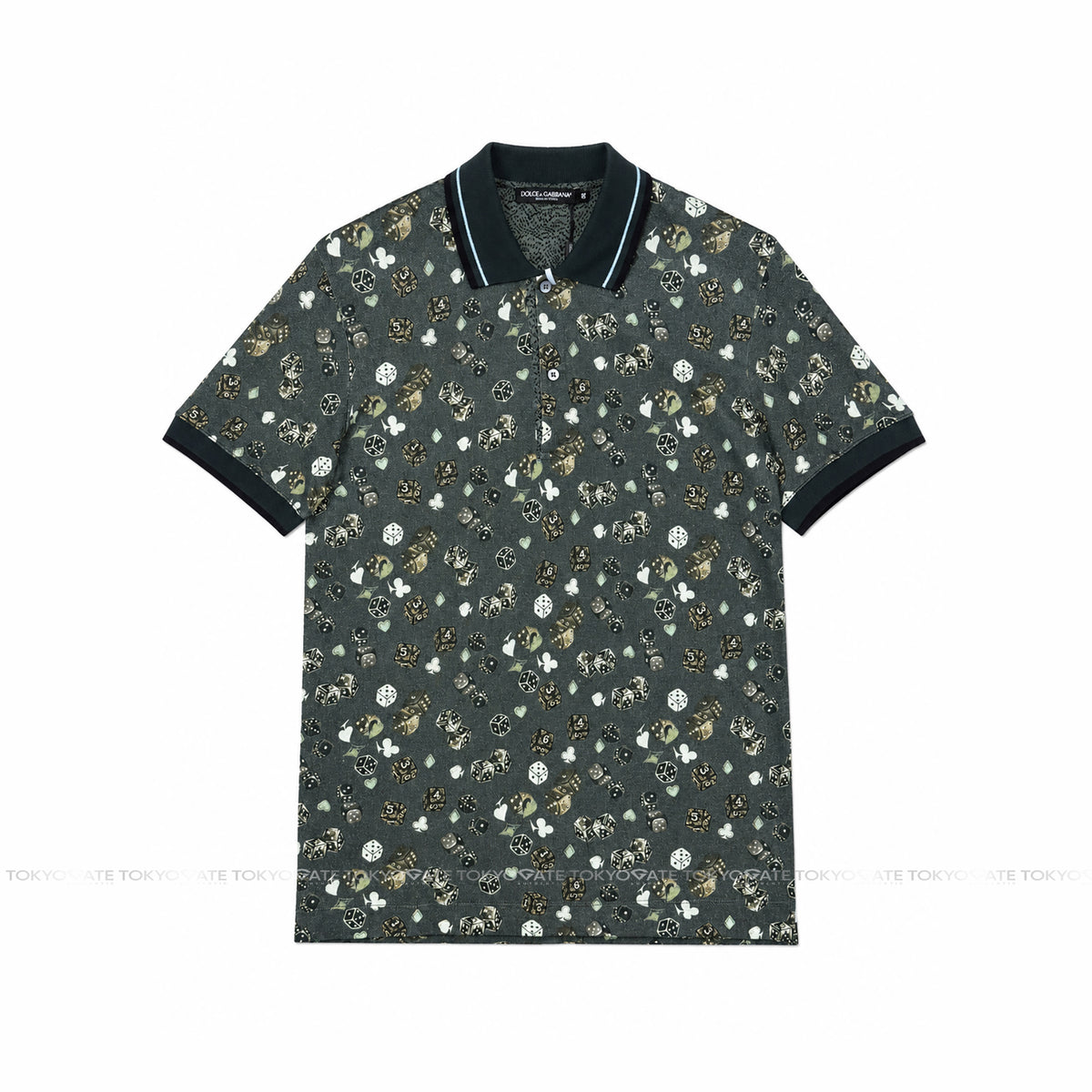 Áo polo D&G G8CZ4T G7ZHR Floral Print Green Slim Fit